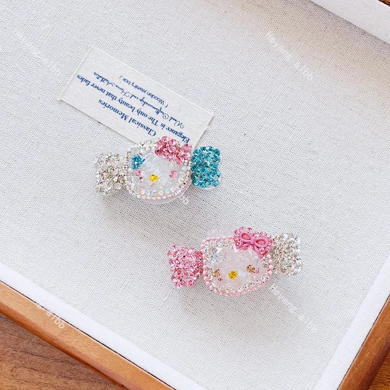 Hello Kitty Sweet Kawaii Candy Rhinestone Diamond Hair Clip Accessory