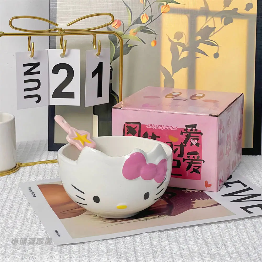 Hello Kitty Ceramic Bowl With Spoon