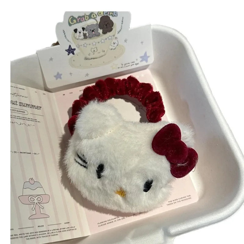 Hello Kitty White Plush Hairpin & Tie Accessory