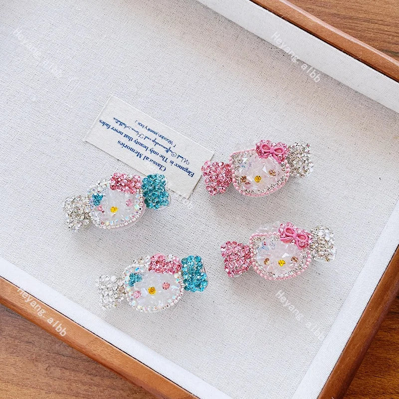 Hello Kitty Sweet Kawaii Candy Rhinestone Diamond Hair Clip Accessory