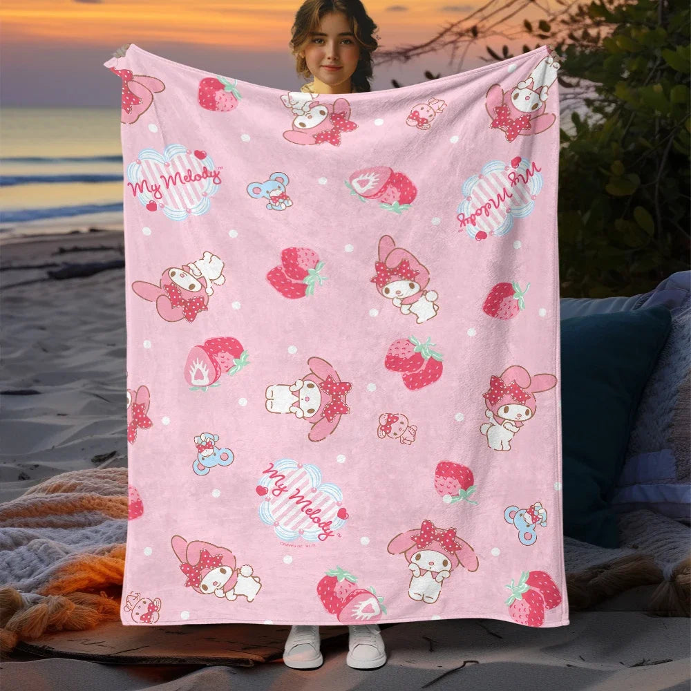 Sanrio My Melody x Kuromi x Hello Kitty Soft Flannel Blanket