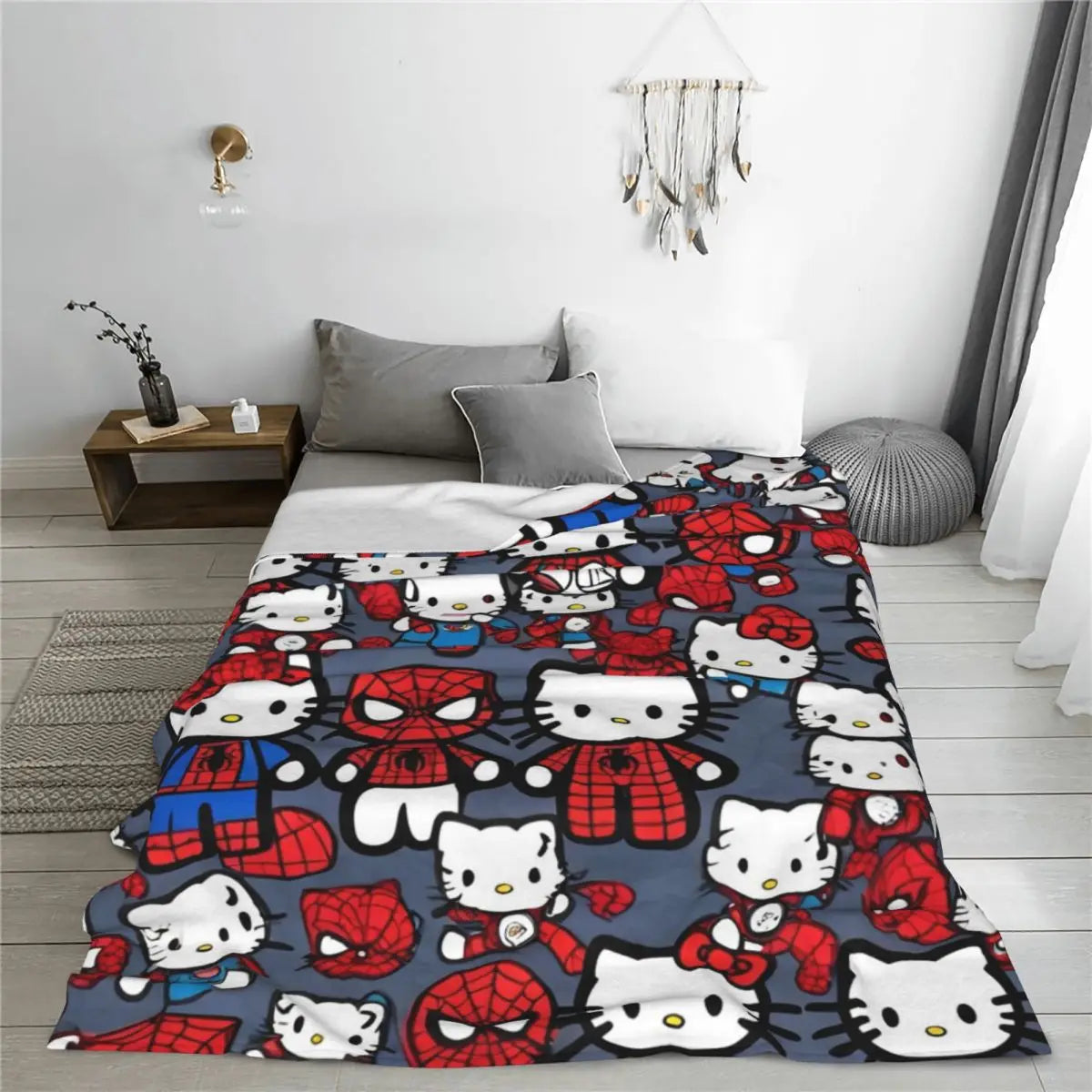 Hello Kitty & Spider Man Plush Blanket