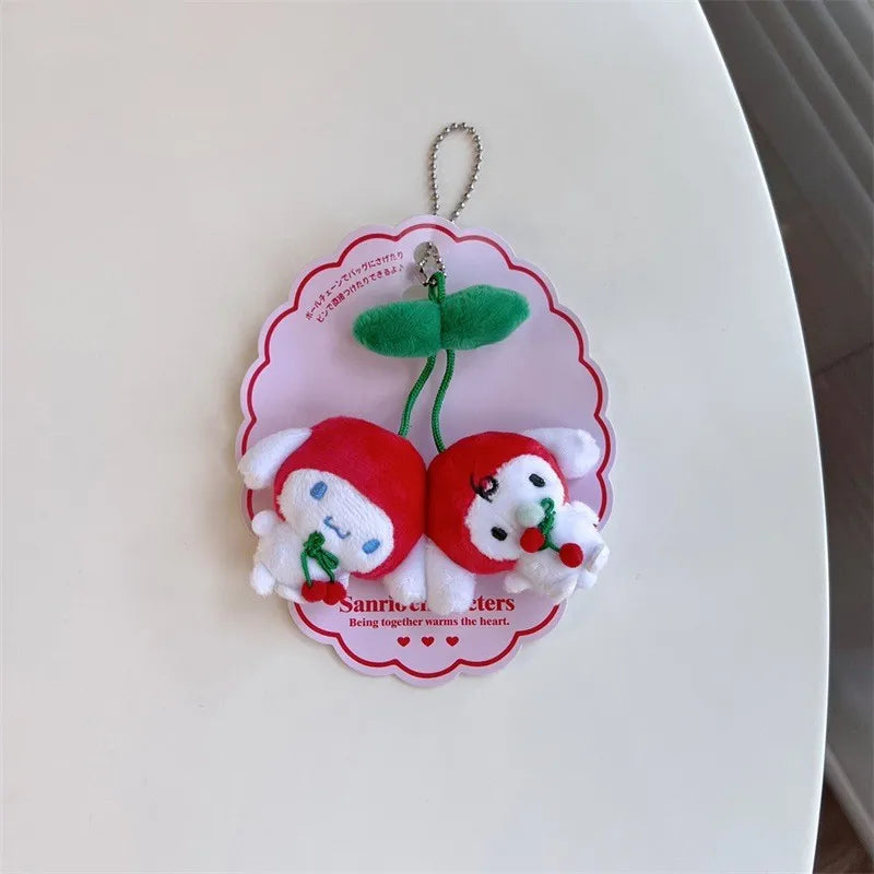 Sanrio Kawaii Cherry Fruit Series Plush Doll Pendant Keychain