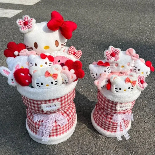 Hello Kitty Red & Pink Plush Flower Bouquet