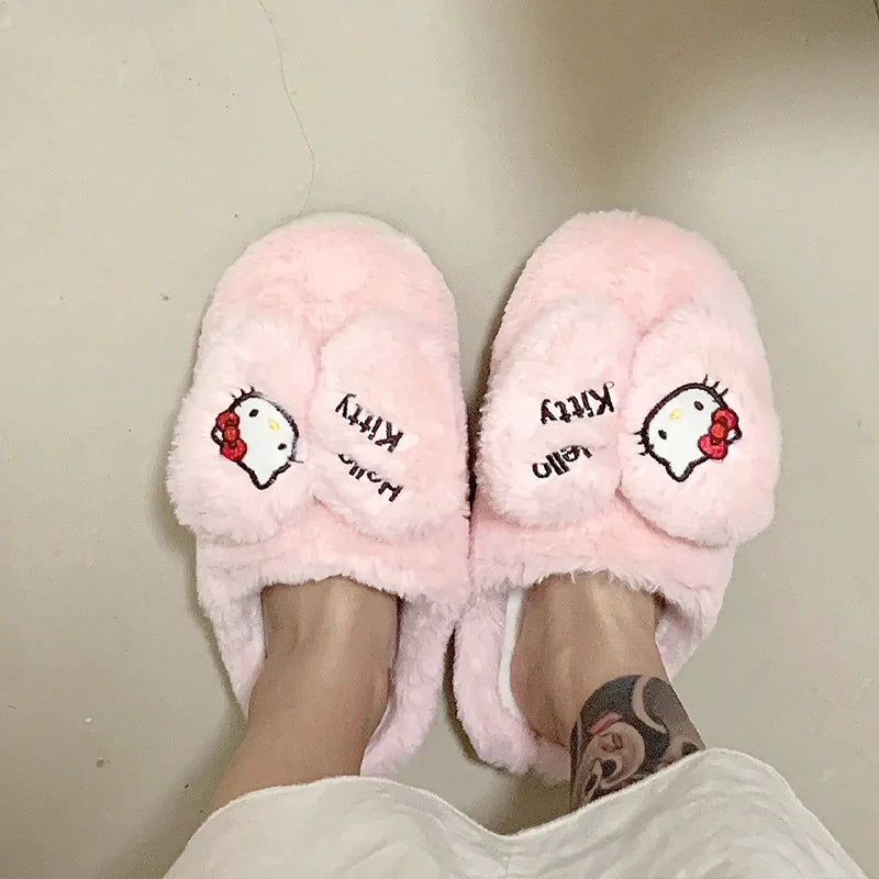 Hello Kitty Pink Plush Slippers