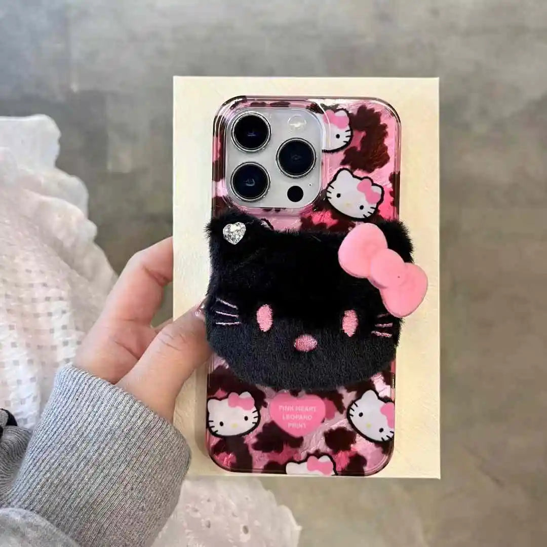 Hello Kitty Leopard Print Plush Phone Case