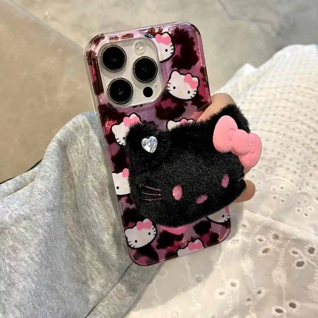 Hello Kitty Leopard Print Plush Phone Case