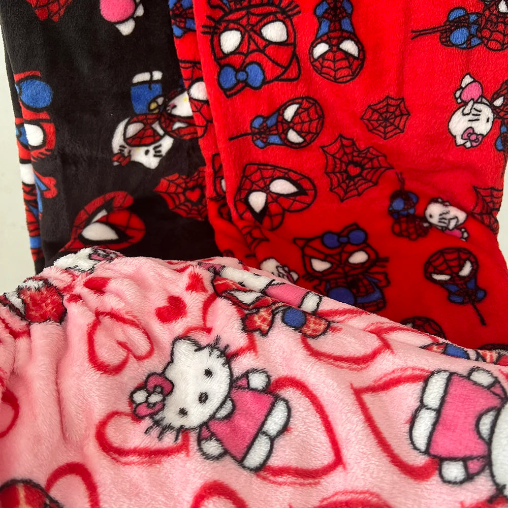 Hello Kitty & Spider Man Plush Fluffy Pajama Pants