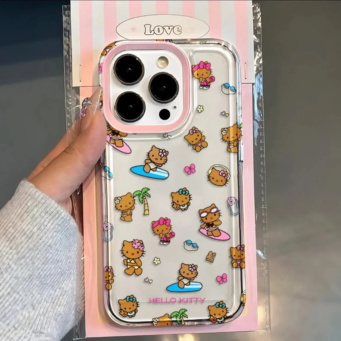 Hello Tropical Kitty Beach Clear Phone Case