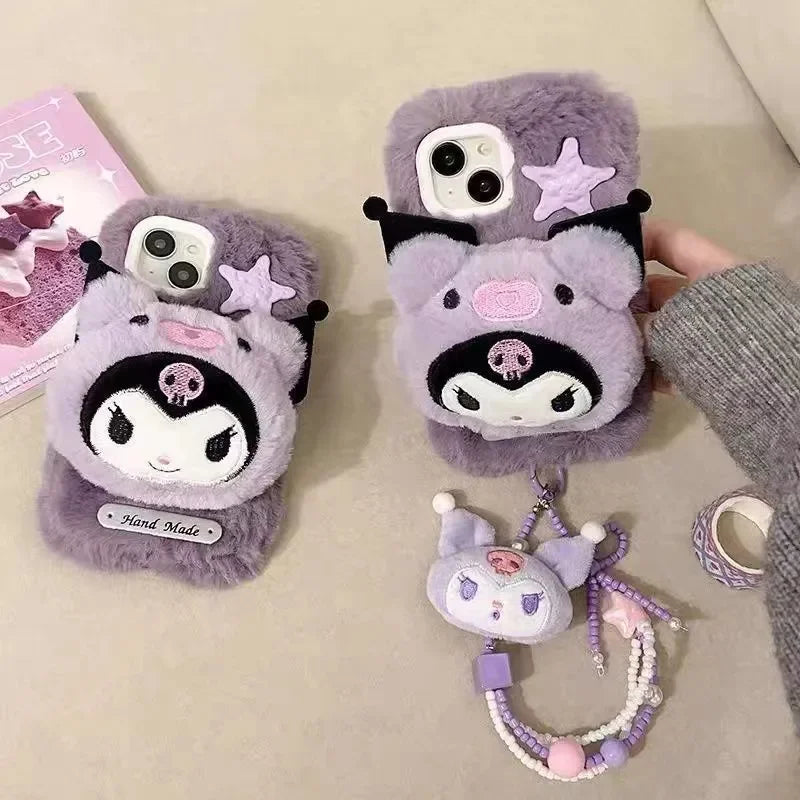 Kuromi Plush Purple Pastel Star Phone Case