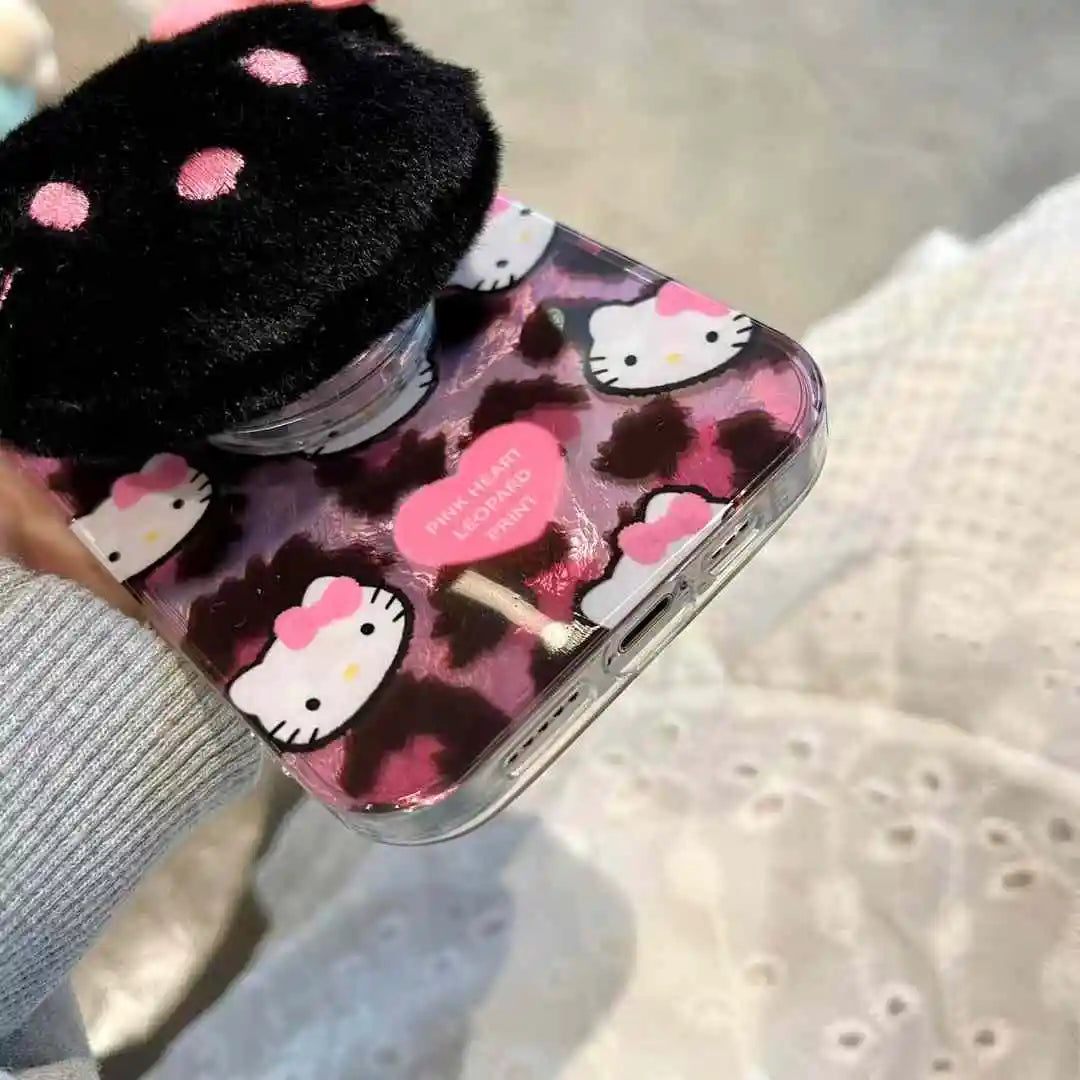 Hello Kitty Leopard Print Plush Phone Case