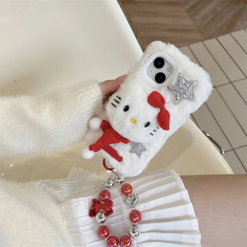 Hello Kitty Luxury Plush Cute Fluffy Christmas Phone Case