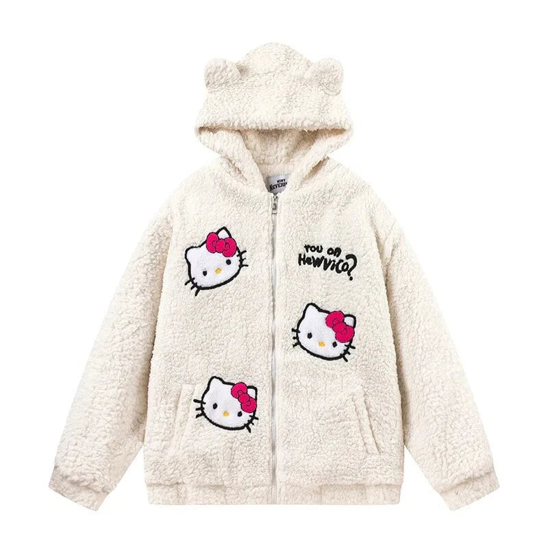 Hello Kitty Oversized Fuzzy Hoodie