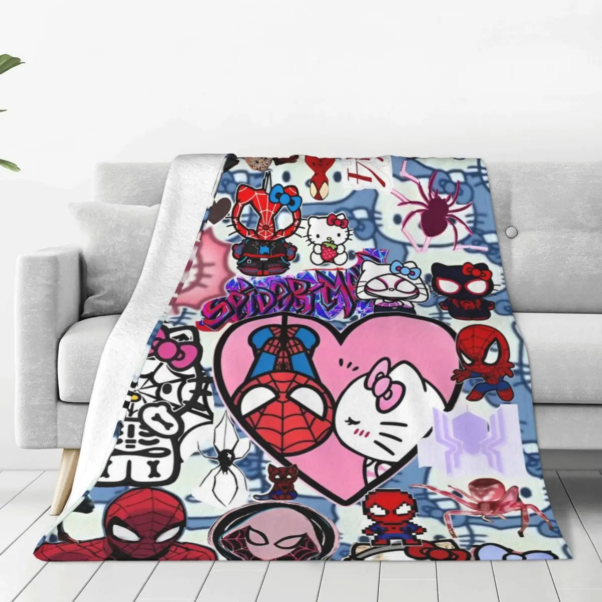 Hello Kitty & Spider Man Blanket