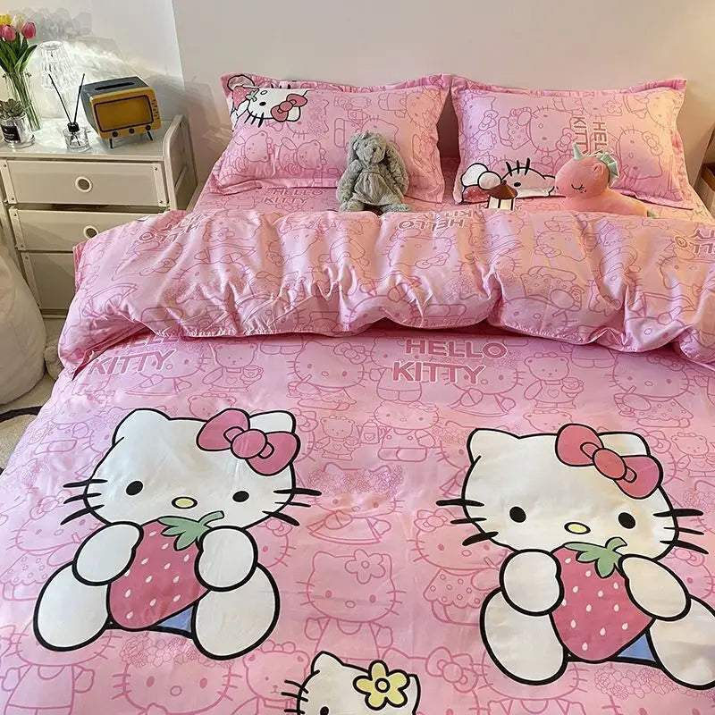 Hello Kitty Queen Size Bed Quilt Set