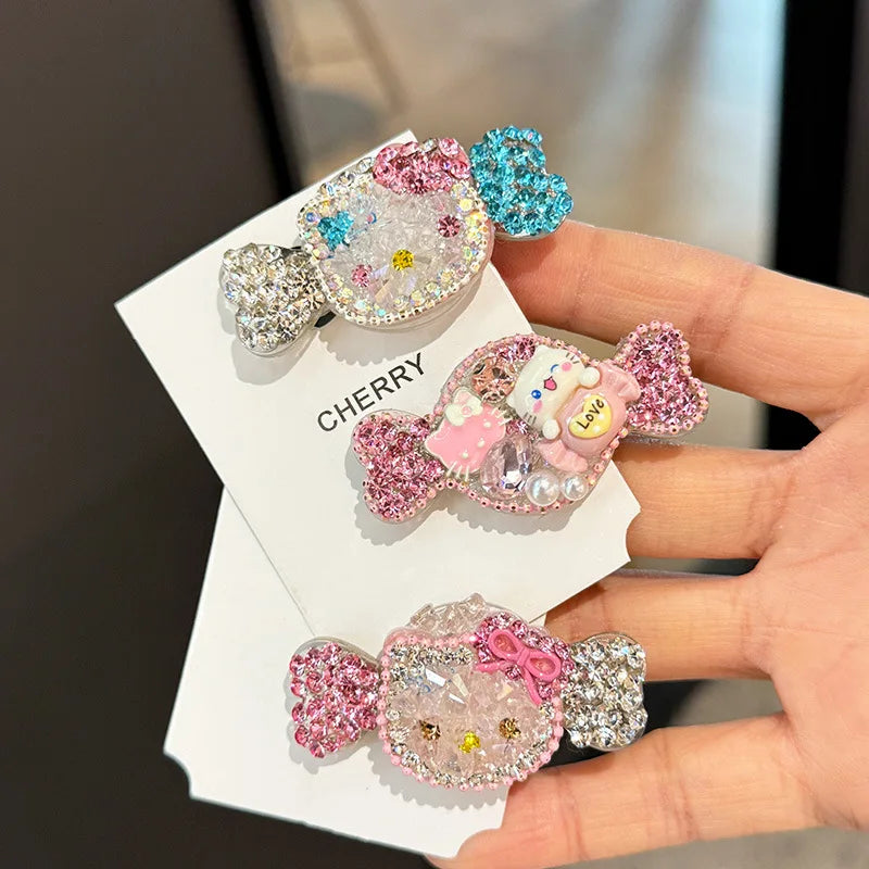 Hello Kitty Sweet Kawaii Candy Rhinestone Diamond Hair Clip Accessory