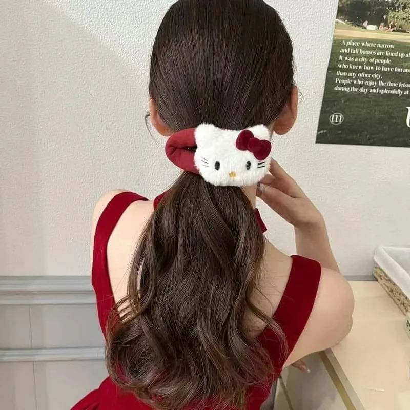 Hello Kitty White Plush Hairpin & Tie Accessory