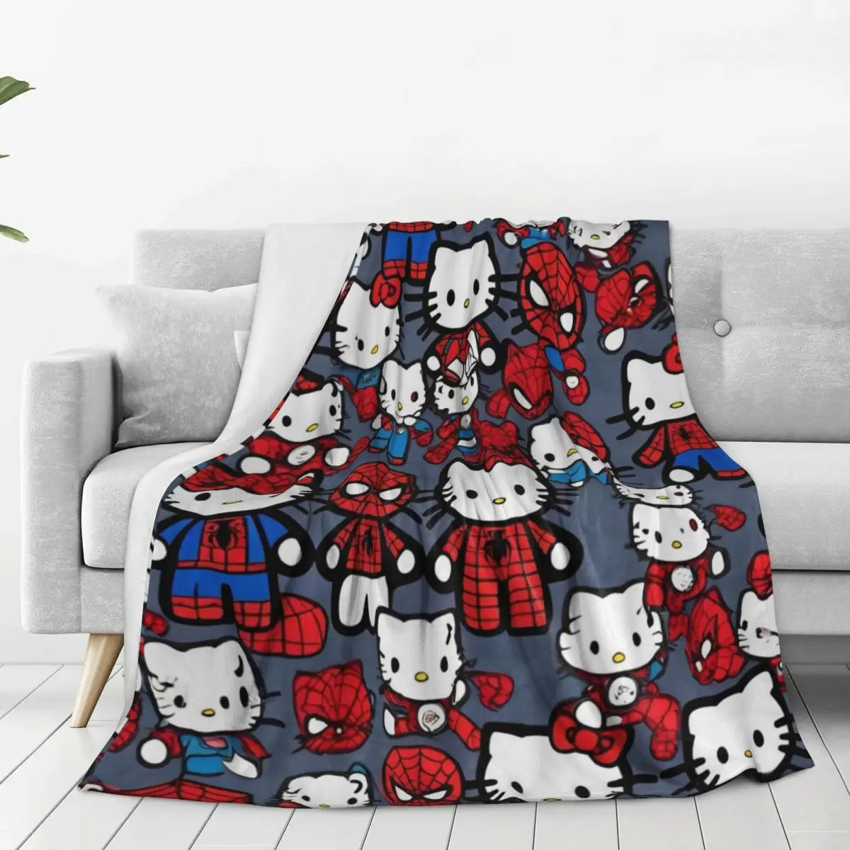 Hello Kitty & Spider Man Plush Blanket