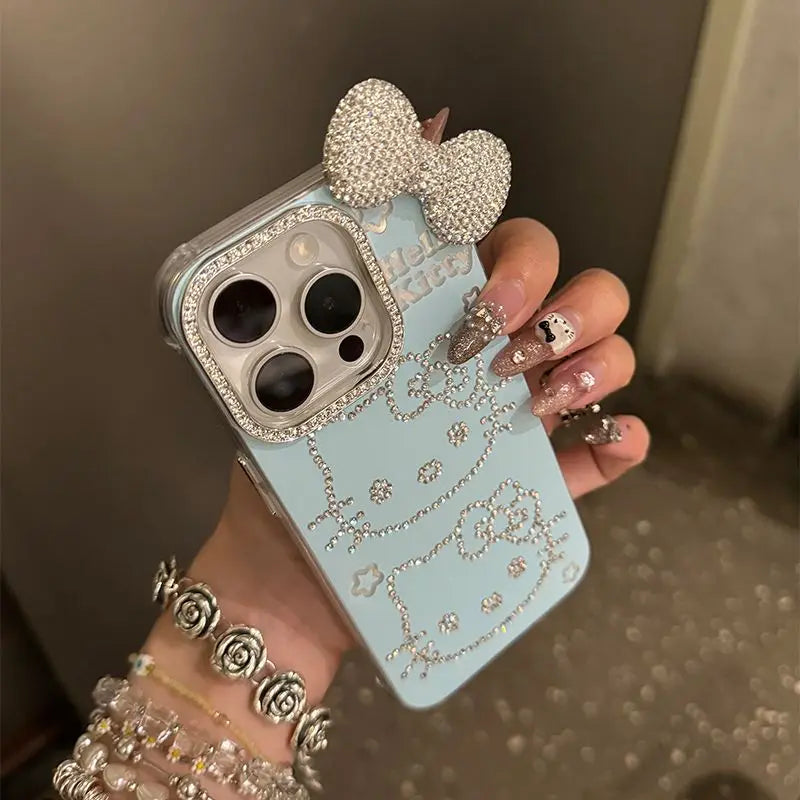 Hello Kitty Blue Rhinestone Phone Case