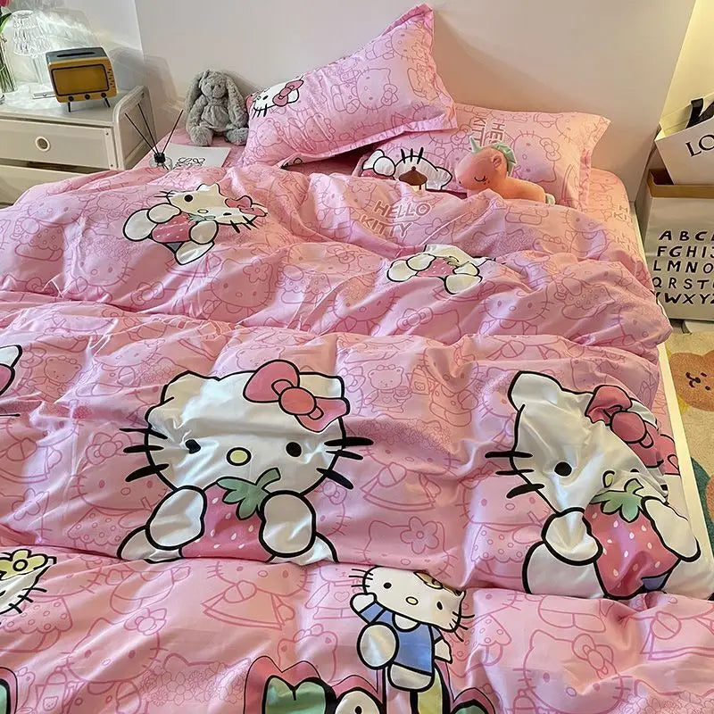 Hello Kitty Queen Size Bed Quilt Set