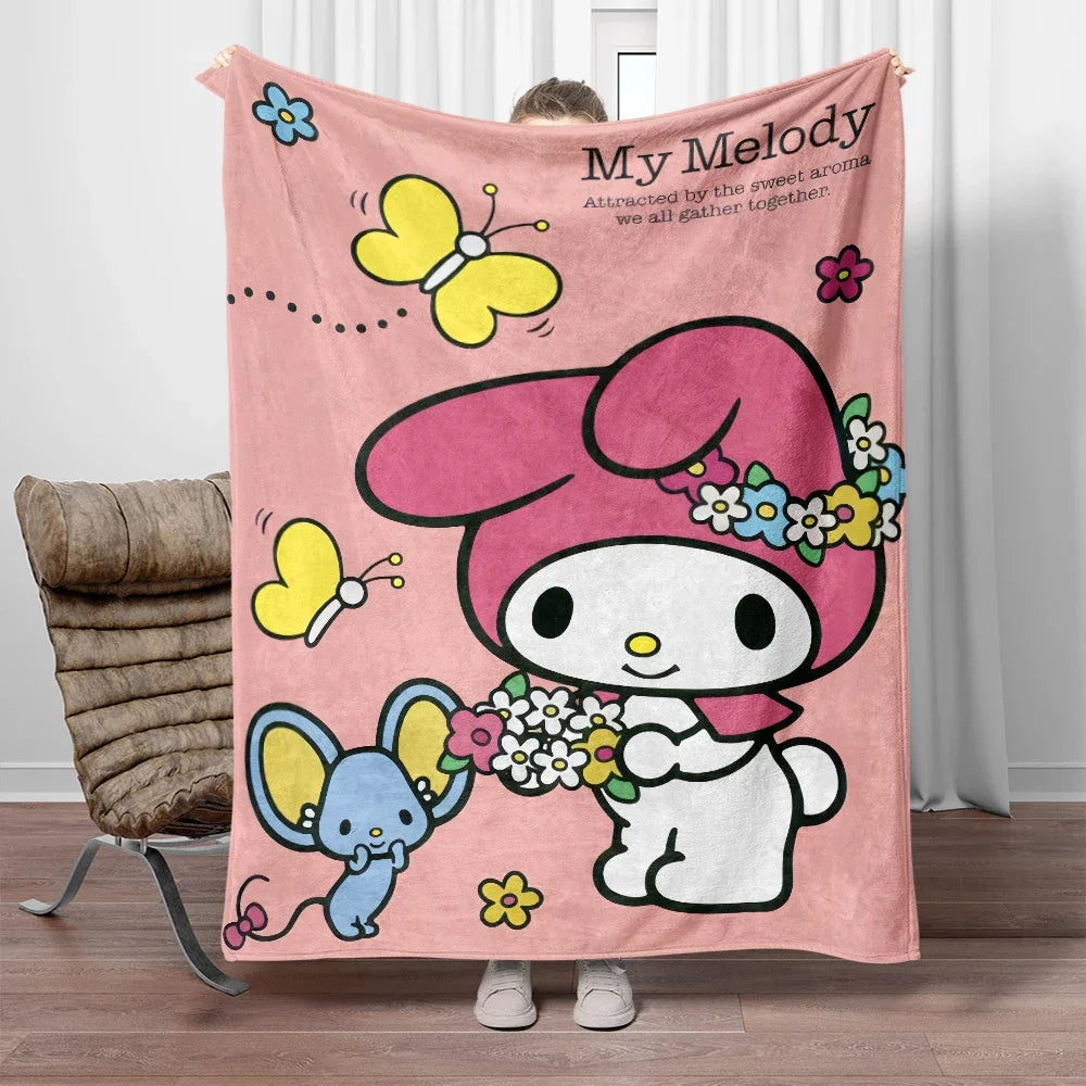 Sanrio My Melody x Kuromi x Hello Kitty Soft Flannel Blanket