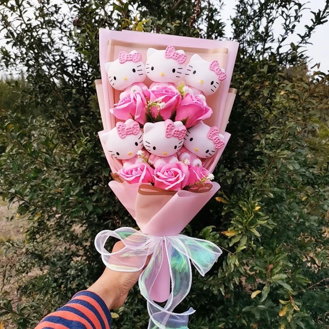 Hello Kitty Plush Flower Rose Bouquet